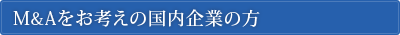 M&Aをお考えの国内企業の方